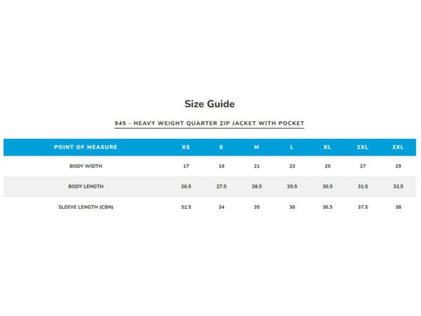 945 Sizing Guide